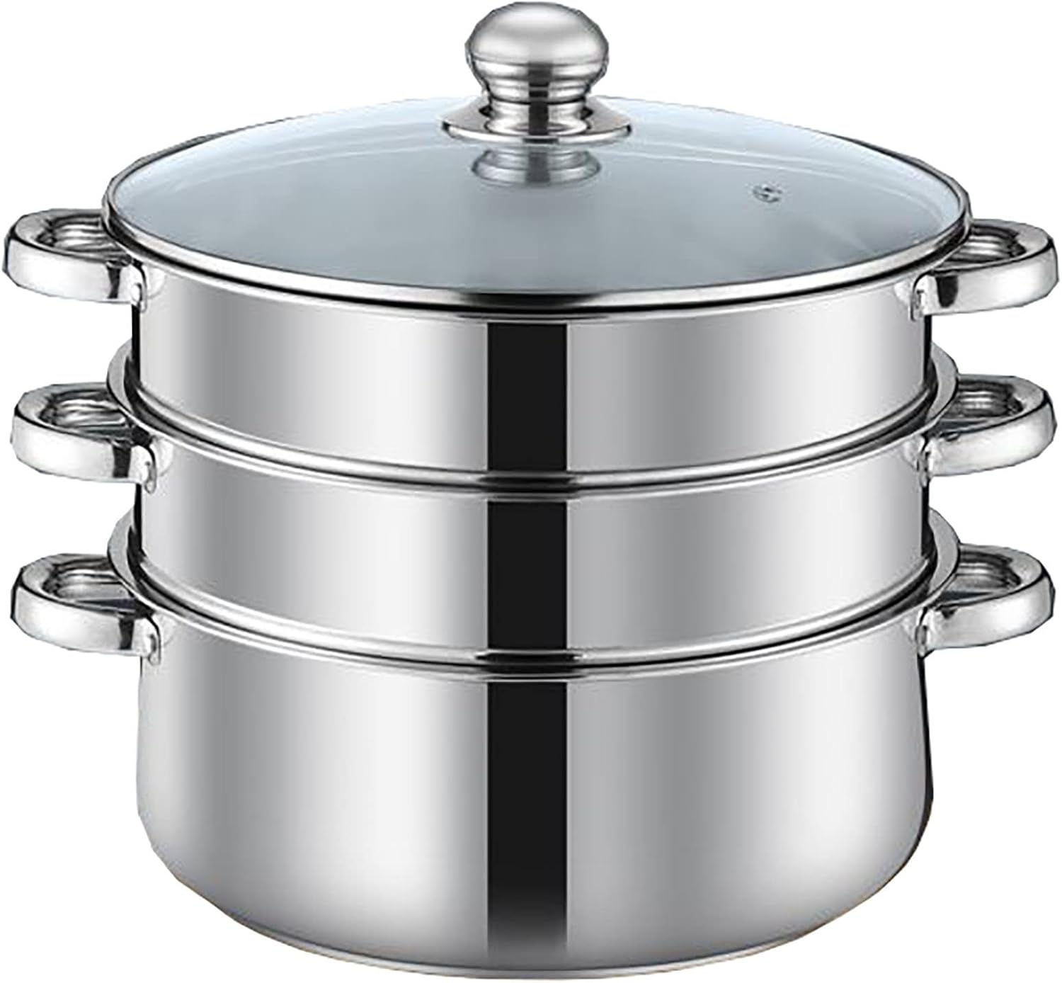 40CM YJYLYHY Steamer Cookware Pot - Stainless Steel, 3-Layer Composite Bottom for Steaming Fish, Porridge, Chicken Soup