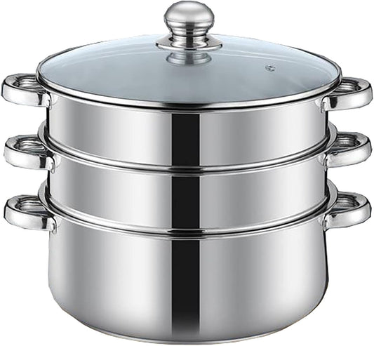 40CM YJYLYHY Steamer Cookware Pot - Stainless Steel, 3-Layer Composite Bottom for Steaming Fish, Porridge, Chicken Soup