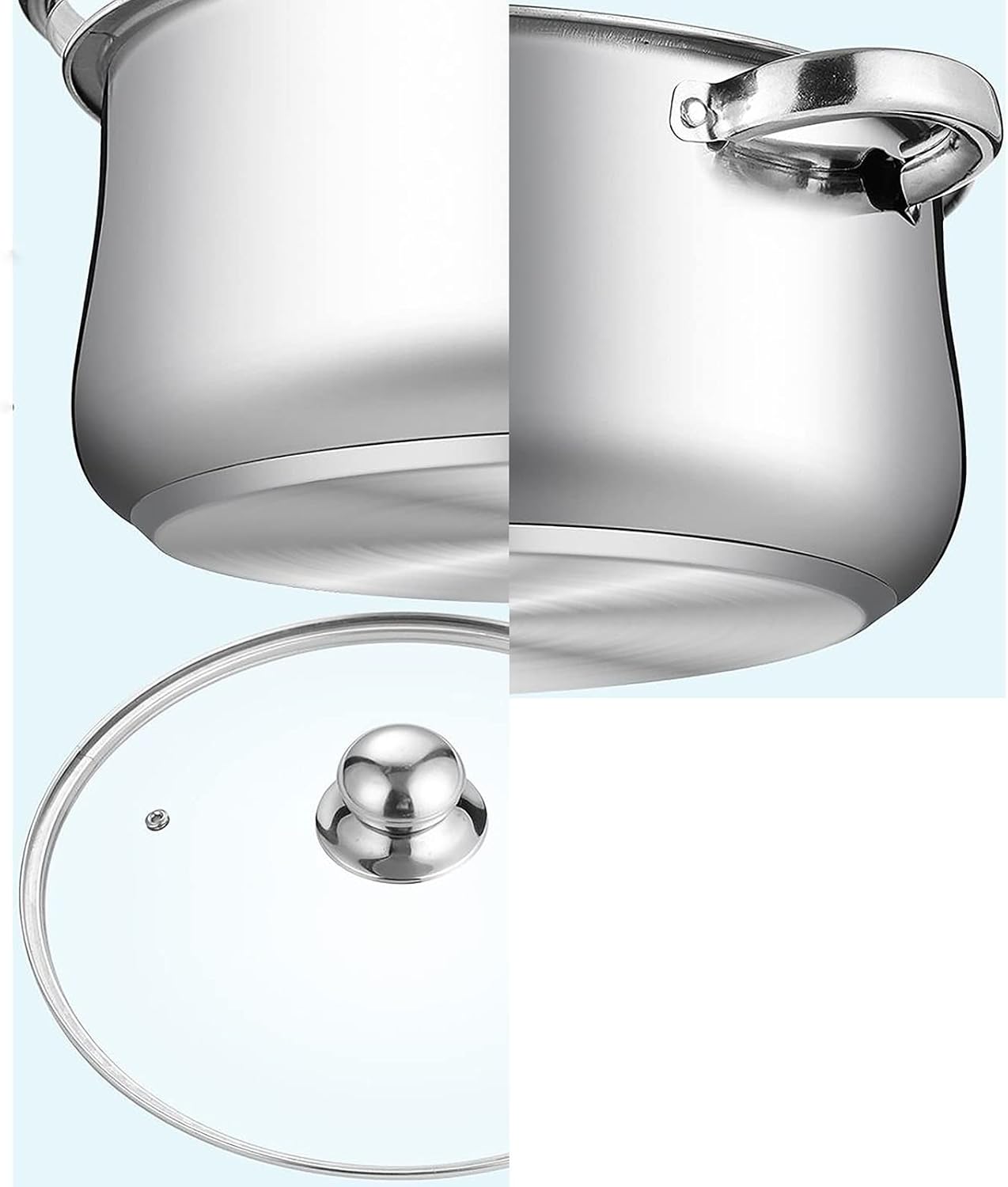 40CM YJYLYHY Steamer Cookware Pot - Stainless Steel, 3-Layer Composite Bottom for Steaming Fish, Porridge, Chicken Soup