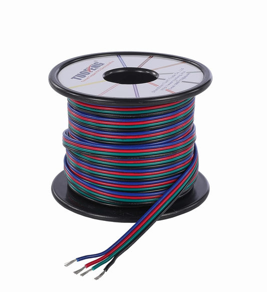 40ft 22AWG 4 Core RGB Extension Cable for LED Strip Lights - 4 Pin Colorful Electrical Wire