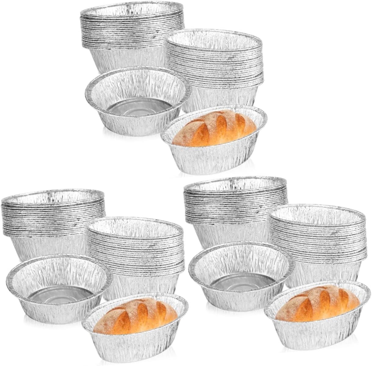 40pcs Round Aluminum Pans for Baking, Roasting, and Serving - Disposable Storage Trays for Cakes, Pies, and BBQ - Ideal for Home, Cafes, and Bakeries