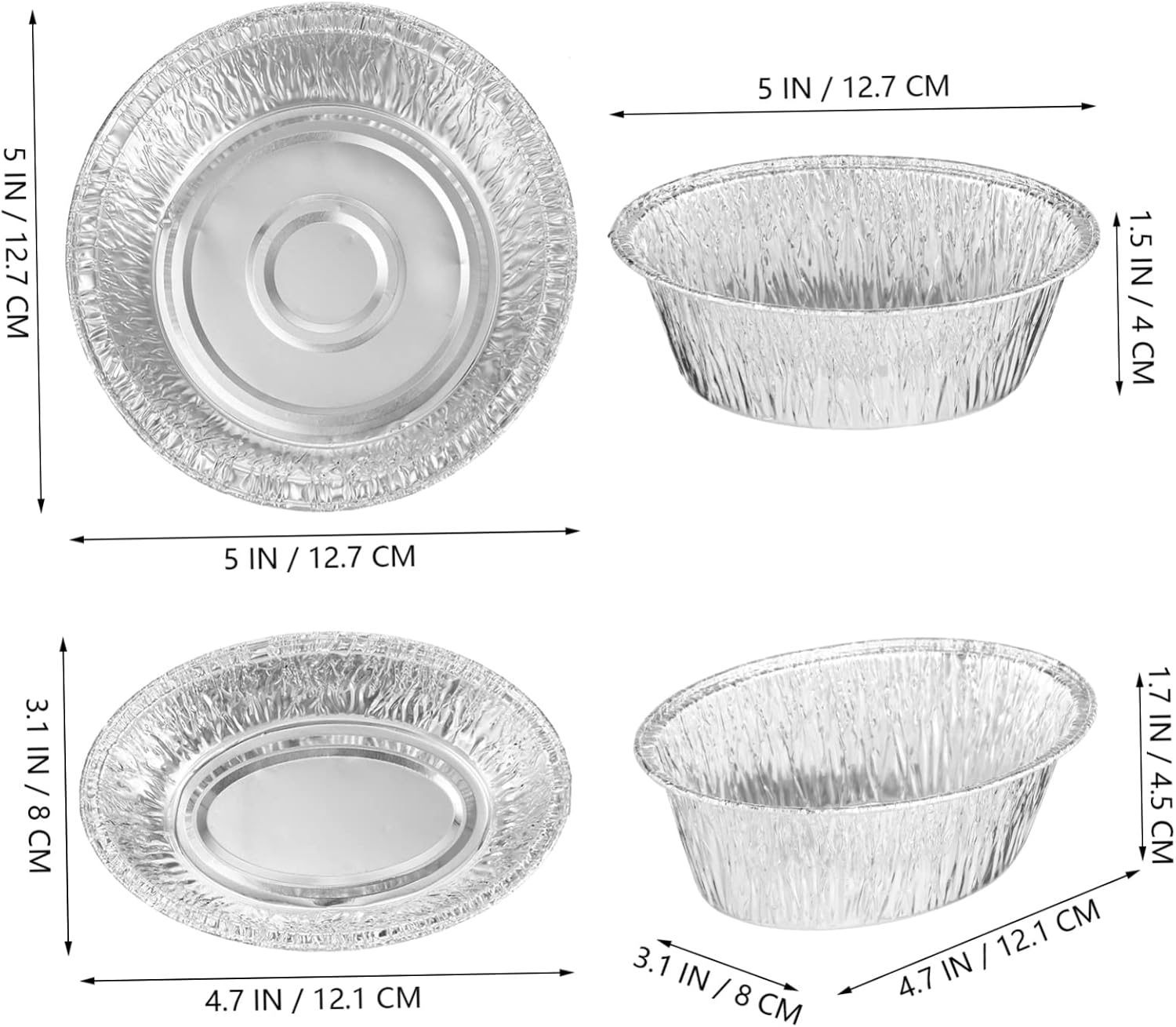 40pcs Round Aluminum Pans for Baking, Roasting, and Serving - Disposable Storage Trays for Cakes, Pies, and BBQ - Ideal for Home, Cafes, and Bakeries