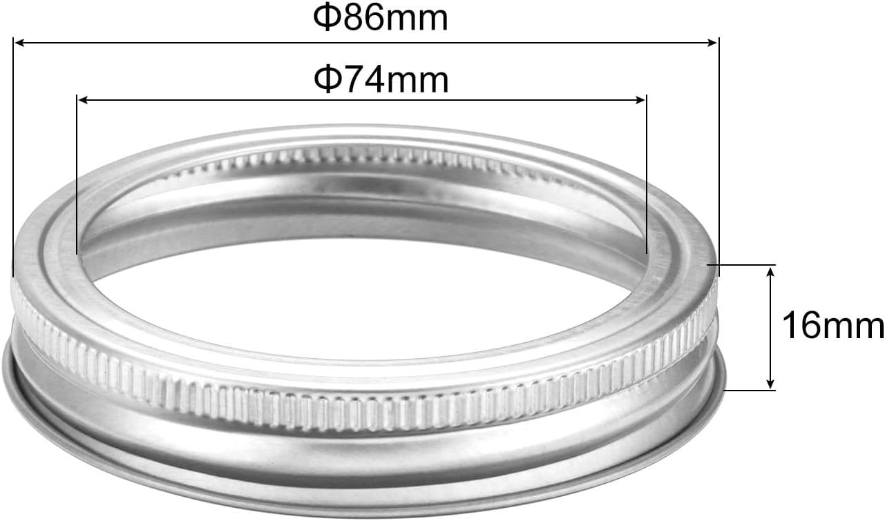 42pcs Wide Mouth Canning Jar Rings, 86mm Tinplate Sealed Leak Proof Silver Mason Jar Lids