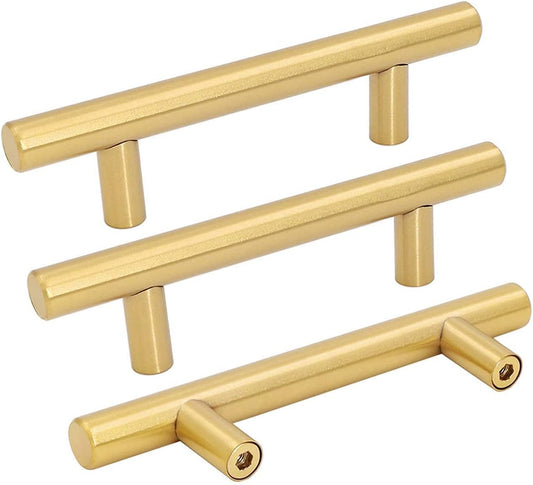 45 Pack Brushed Brass Cabinet Handles - 3 inch Gold Drawer Pulls for Kitchen, Bathroom, Bedroom - Stainless Steel Furniture Handles