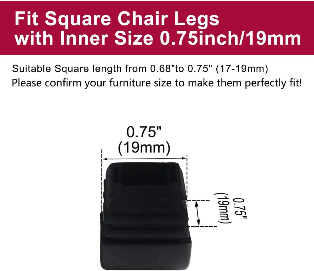 45 Pack uxcell 3/4" 20mm Square Domed Ribbed Insert Floor Protector Covers