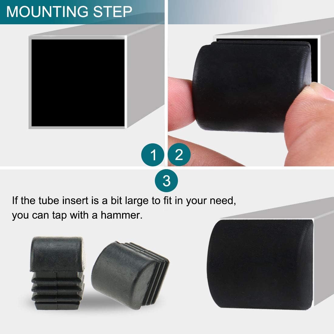 45 Pack uxcell 3/4" 20mm Square Domed Ribbed Insert Floor Protector Covers