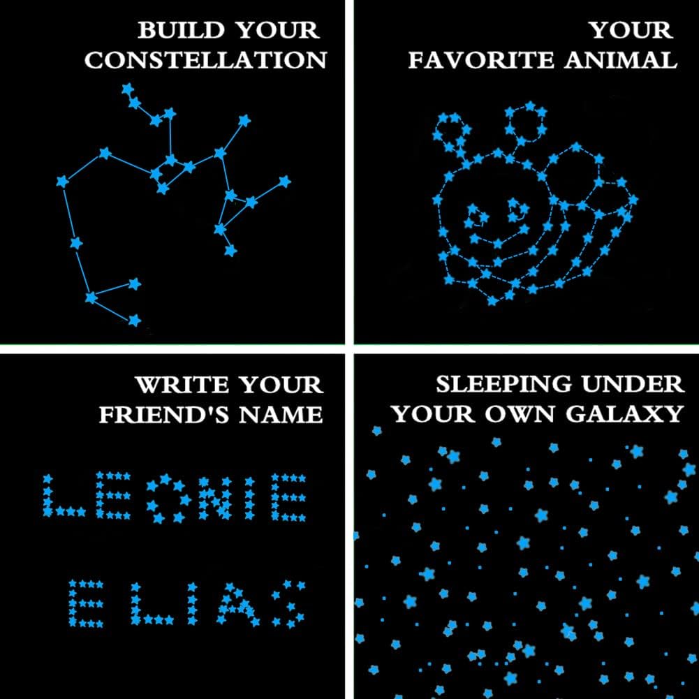 452Pcs Blue Glow in The Dark Stars Wall Stickers for Ceiling and Walls - Perfect for Room Decor or Birthday Party Gift