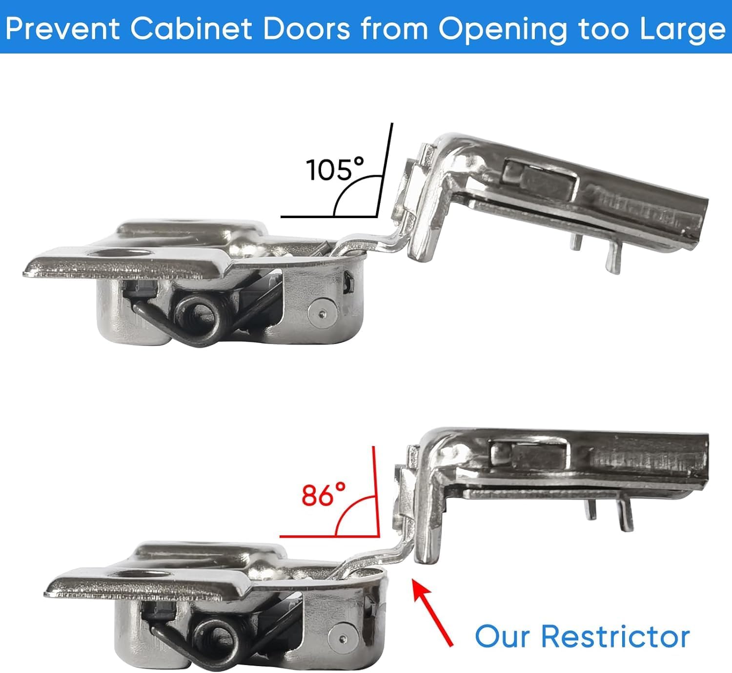 45pcs TEIORD Door Hinge Shims for Blum 38C315B3, 86 Degree Angle Restriction Clips for American Kitchen Cabinets