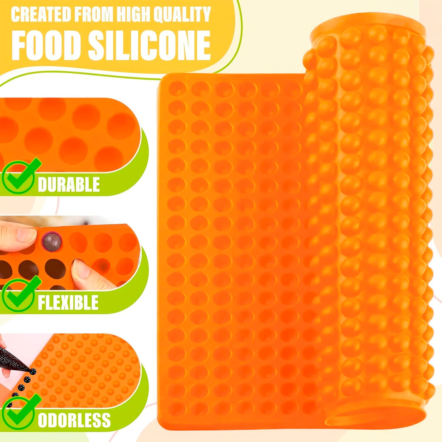 468-Cavity Dog Treat Silicone Mold - Large 15.7"x11" Orange Semi Sphere Mini Silicone Mold for Dog Treats