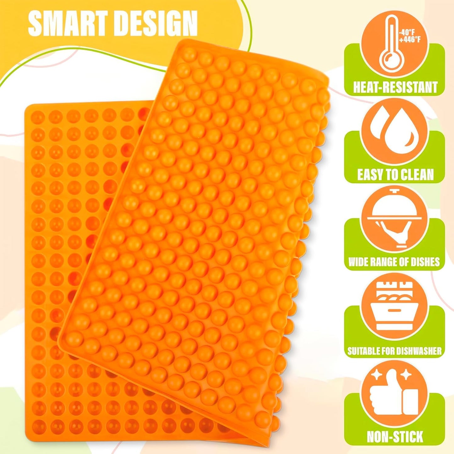 468-Cavity Dog Treat Silicone Mold - Large 15.7"x11" Orange Semi Sphere Mini Silicone Mold for Dog Treats