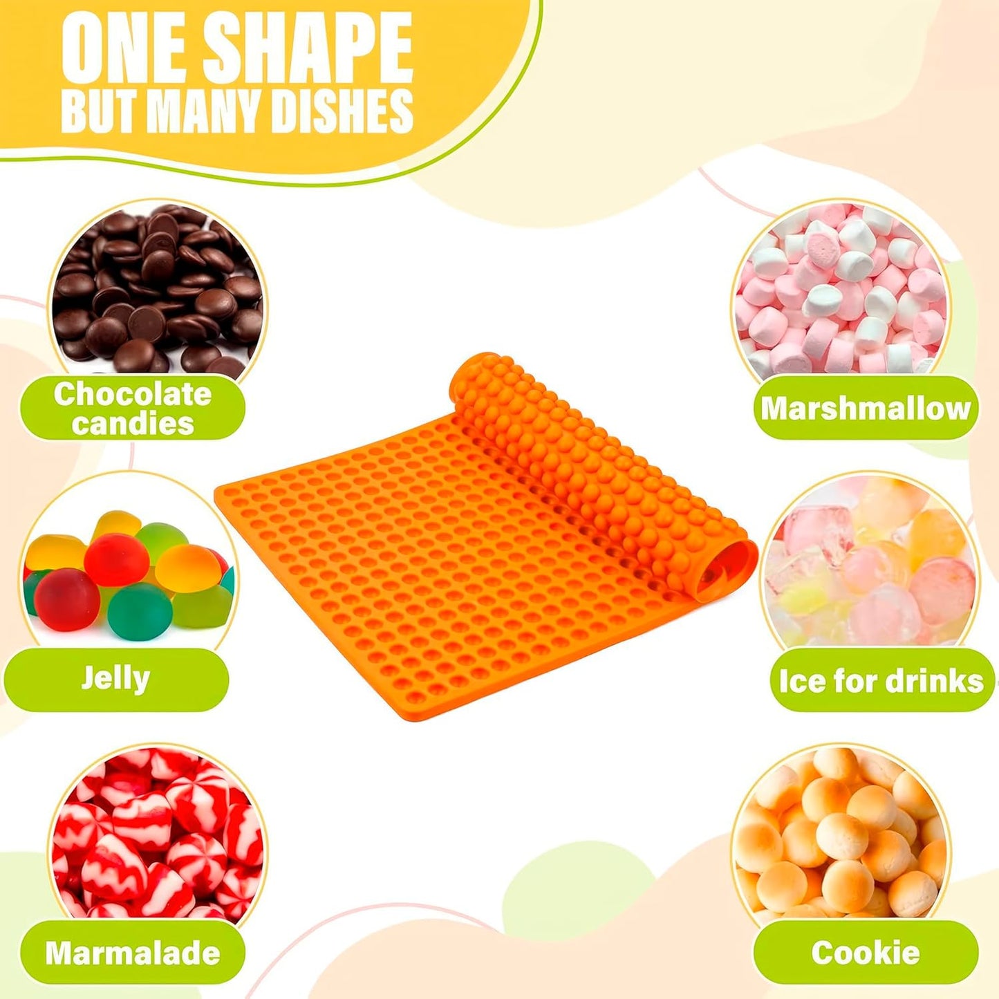 468-Cavity Dog Treat Silicone Mold - Large 15.7"x11" Orange Semi Sphere Mini Silicone Mold for Dog Treats