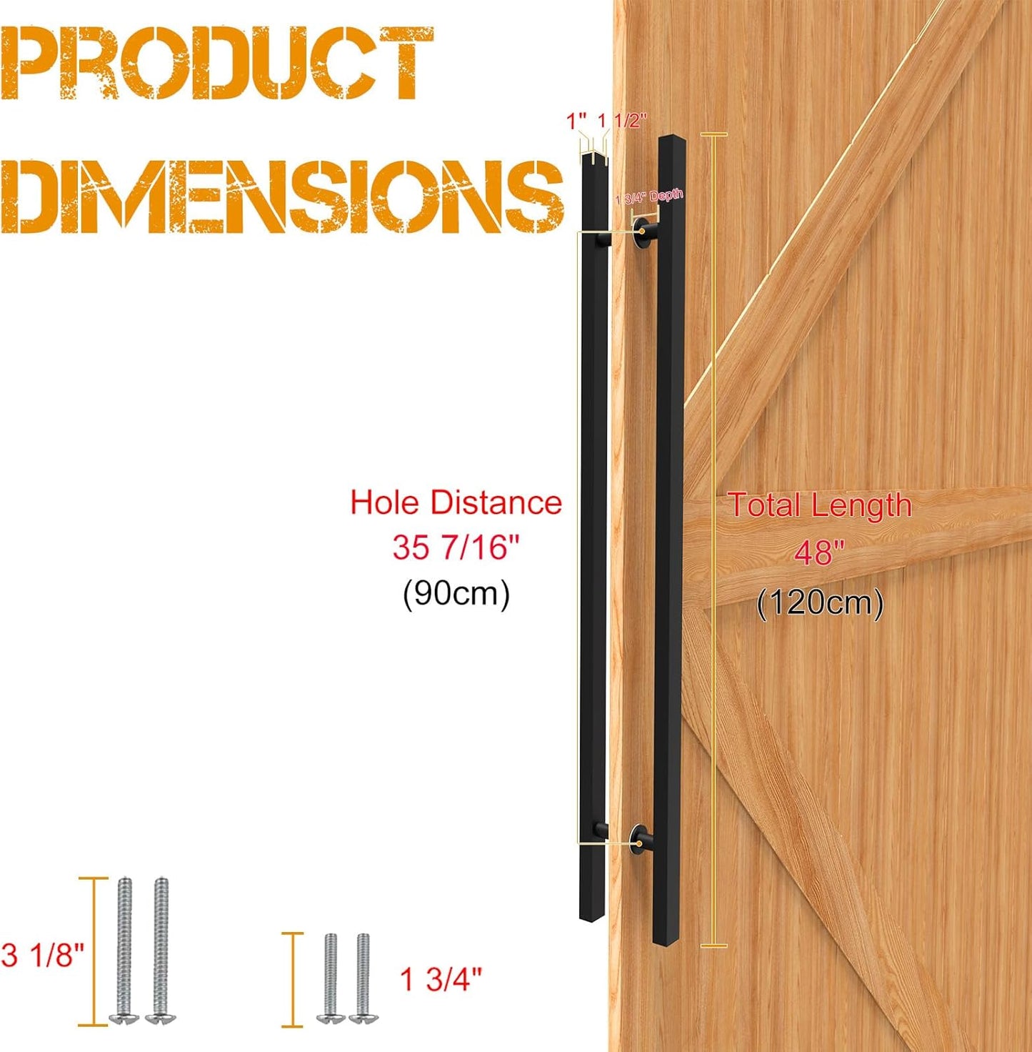 48 inch Large Stainless Steel Front Door Handle Double Sided - Matte Black Commercial H Shape Sliding Barn Door Pull Push Handles