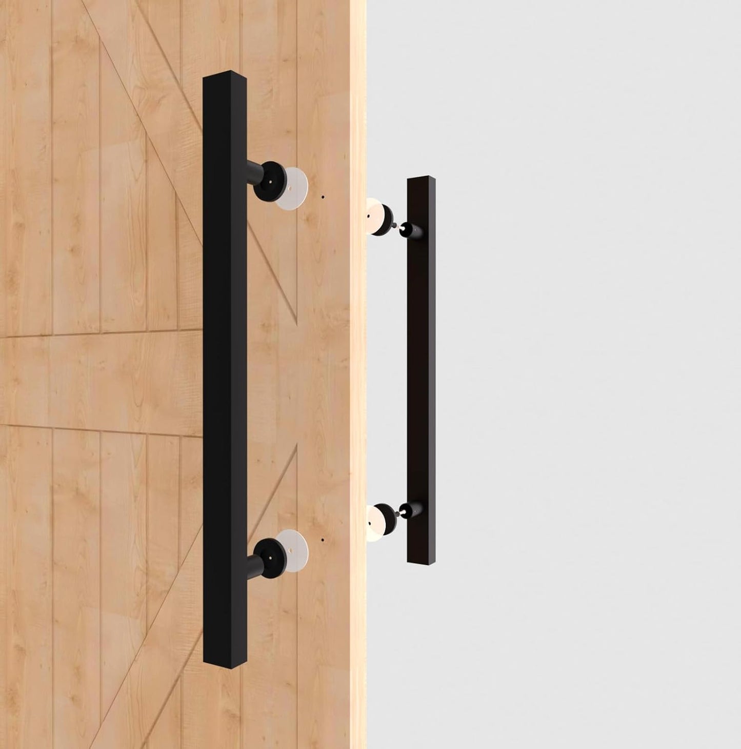 48 inch Large Stainless Steel Front Door Handle Double Sided - Matte Black Commercial H Shape Sliding Barn Door Pull Push Handles