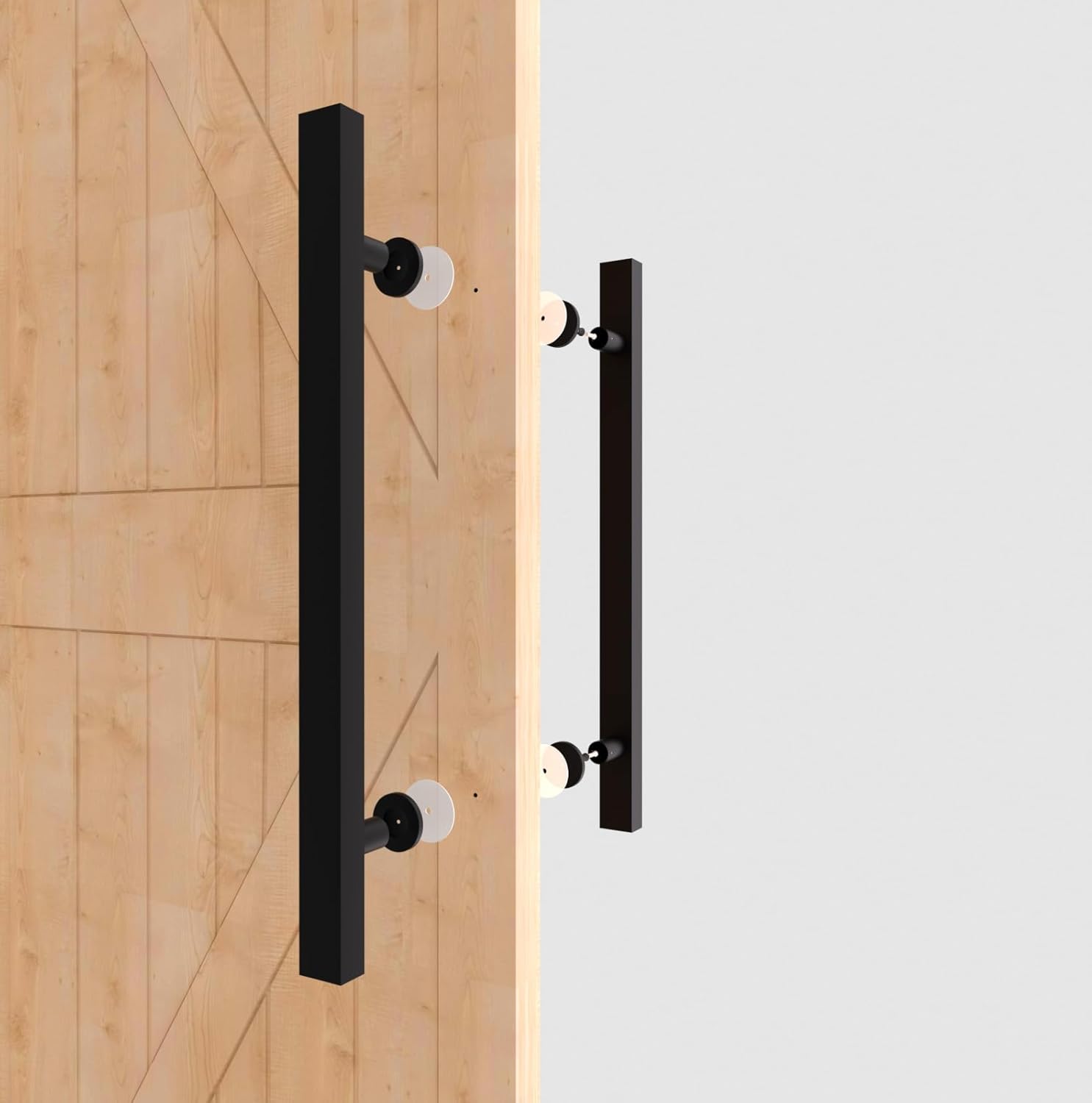 48 inch Large Stainless Steel Front Door Handle Double Sided - Matte Black Commercial H Shape Sliding Barn Door Pull Push Handles
