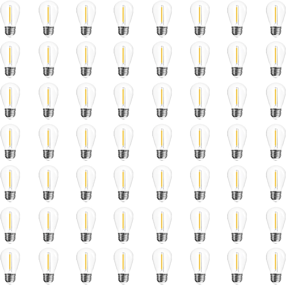 48-Pack Visther LED Outdoor String Light Bulbs - Waterproof S14 Replacement Bulb - E26 Base - 1W 120V - 2700K Warm White - Energy Efficient Lighting Solution for Outdoor Spaces