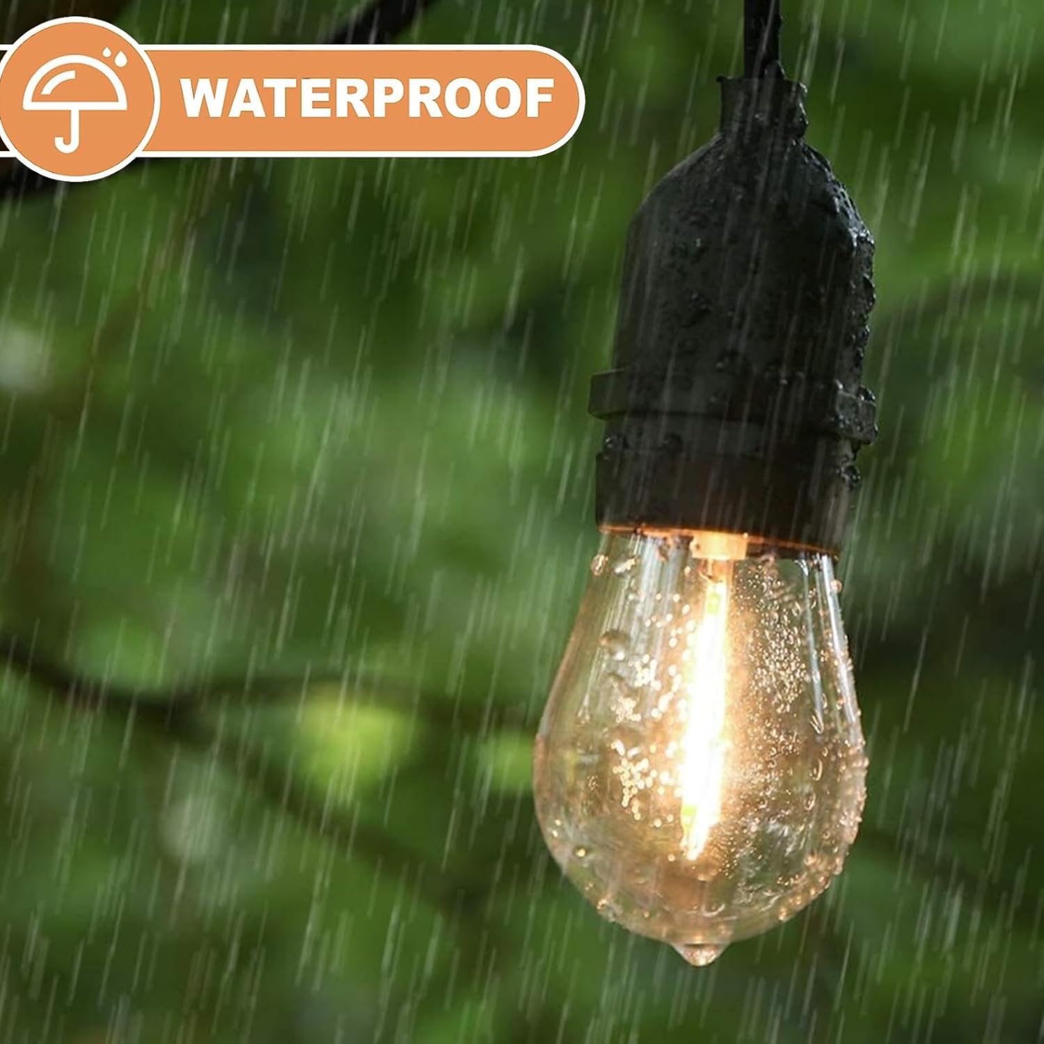 48-Pack Visther LED Outdoor String Light Bulbs - Waterproof S14 Replacement Bulb - E26 Base - 1W 120V - 2700K Warm White - Energy Efficient Lighting Solution for Outdoor Spaces