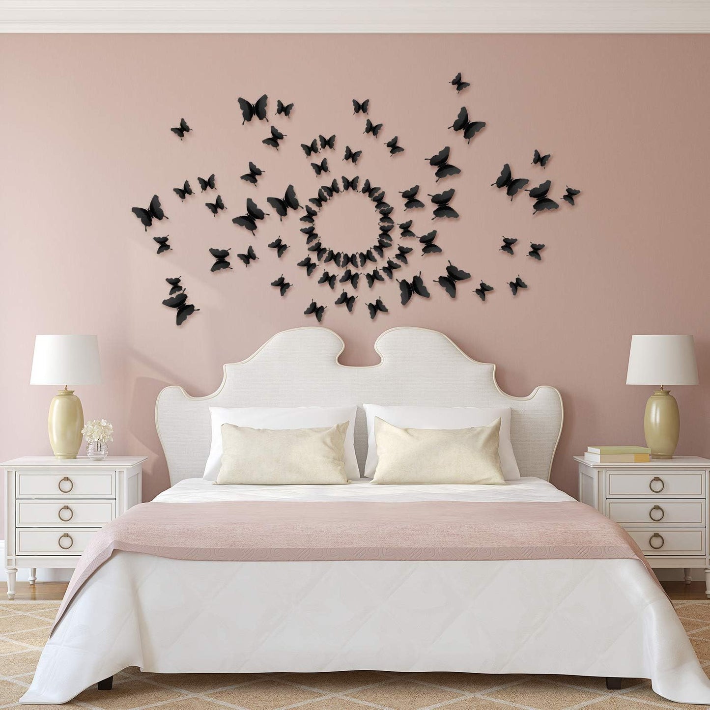 48-Piece DIY Mirror 3D Butterfly Stickers for Home Decor - Removable Decals for Bedroom, Bathroom, Living Room (Black)