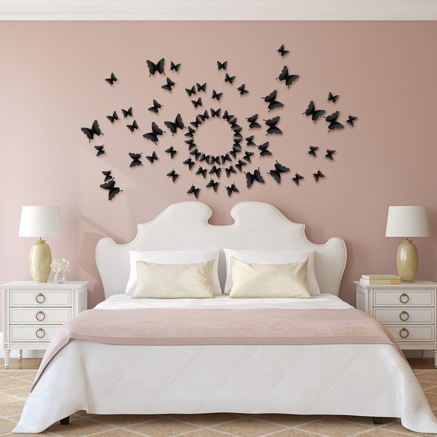 48-Piece DIY Mirror 3D Butterfly Stickers for Home Decor - Removable Decals for Bedroom, Bathroom, Living Room (Black)