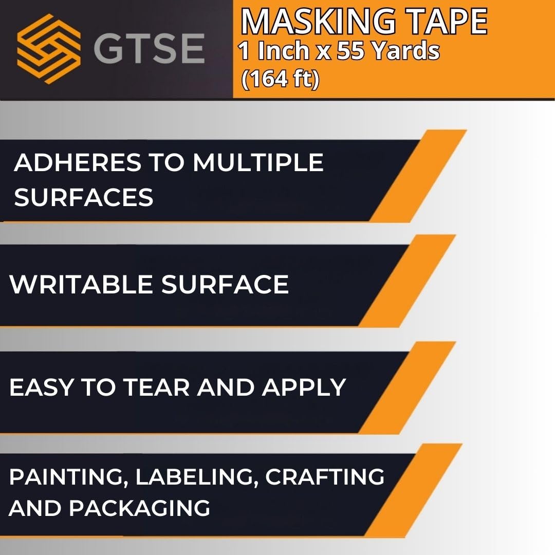 48 Rolls GTSE 1" x 55 Yards Multi-Surface Masking Tape Bulk Contractors Pack
