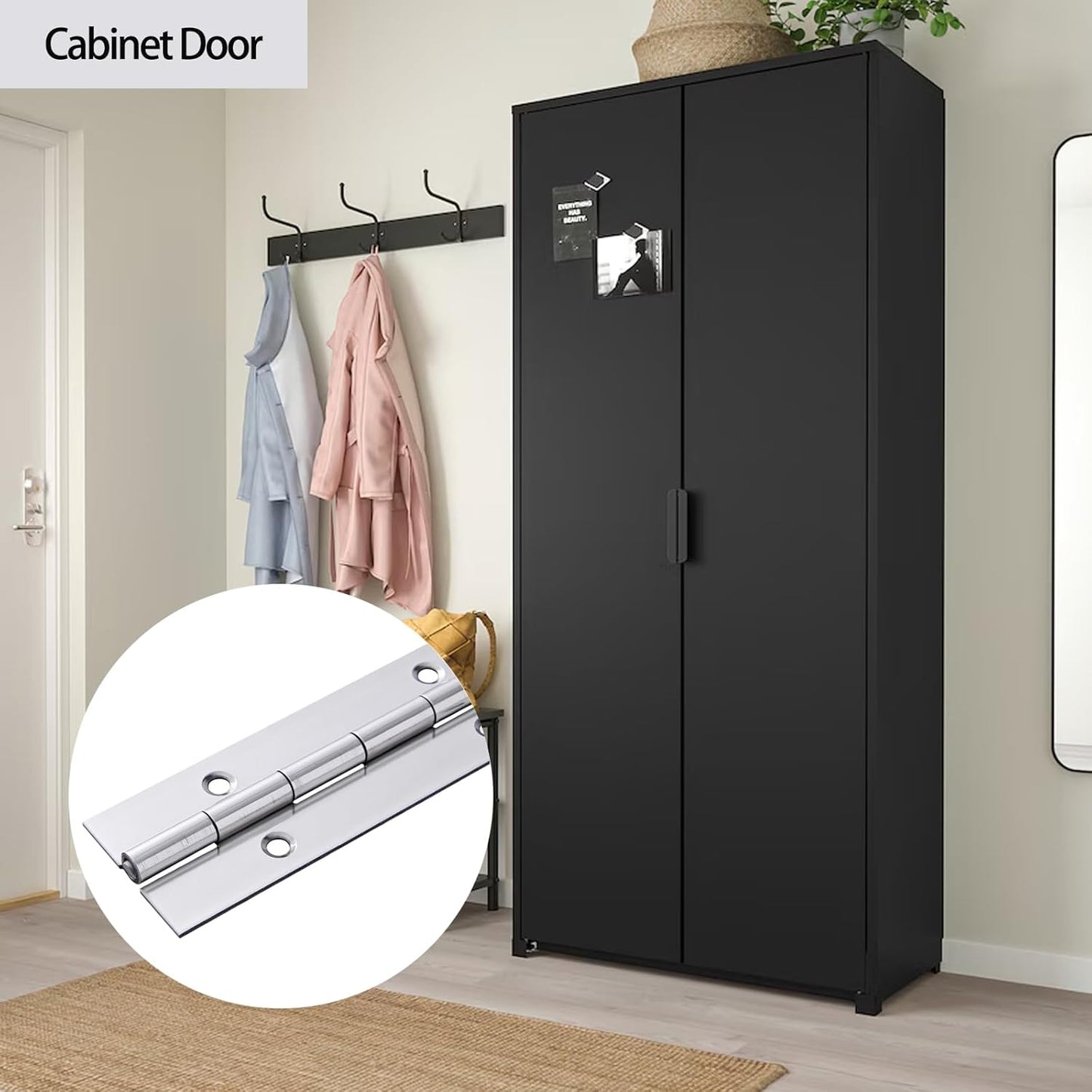 48" Stainless Steel Heavy Duty Piano Hinge with Holes for Cabinet, Door, DIY Wood Boxes - 0.060" Leaf Thickness