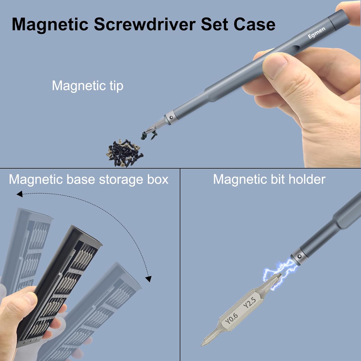 49-Piece Precision Screwdriver Set with Magnetic Case - Small Mini Screwdriver Repair Tool Kit for Doorbell, Glasses, Watch, Computer, Laptop, PS5, Macbook, PS4 - Egmen