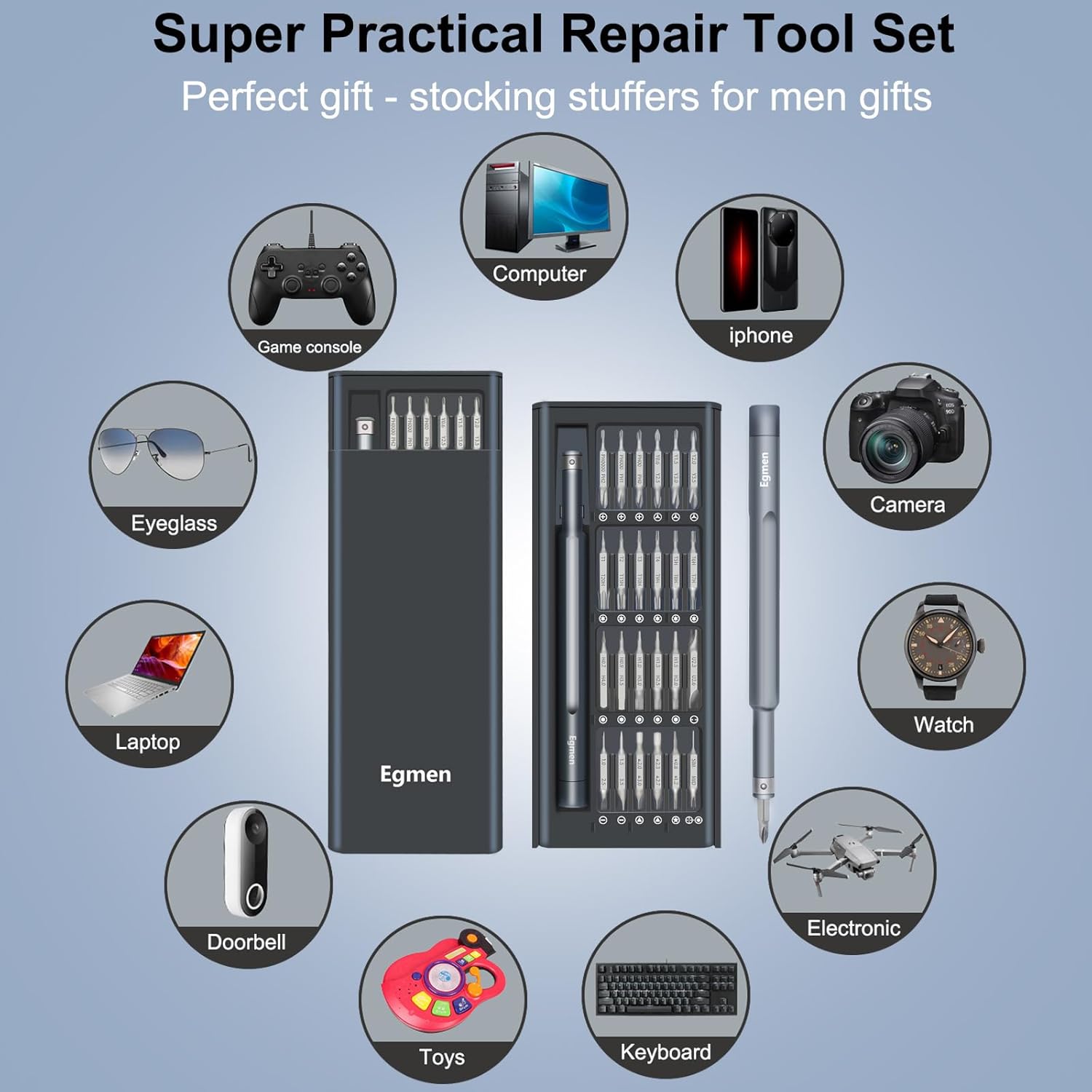 49-Piece Precision Screwdriver Set with Magnetic Case - Small Mini Screwdriver Repair Tool Kit for Doorbell, Glasses, Watch, Computer, Laptop, PS5, Macbook, PS4 - Egmen