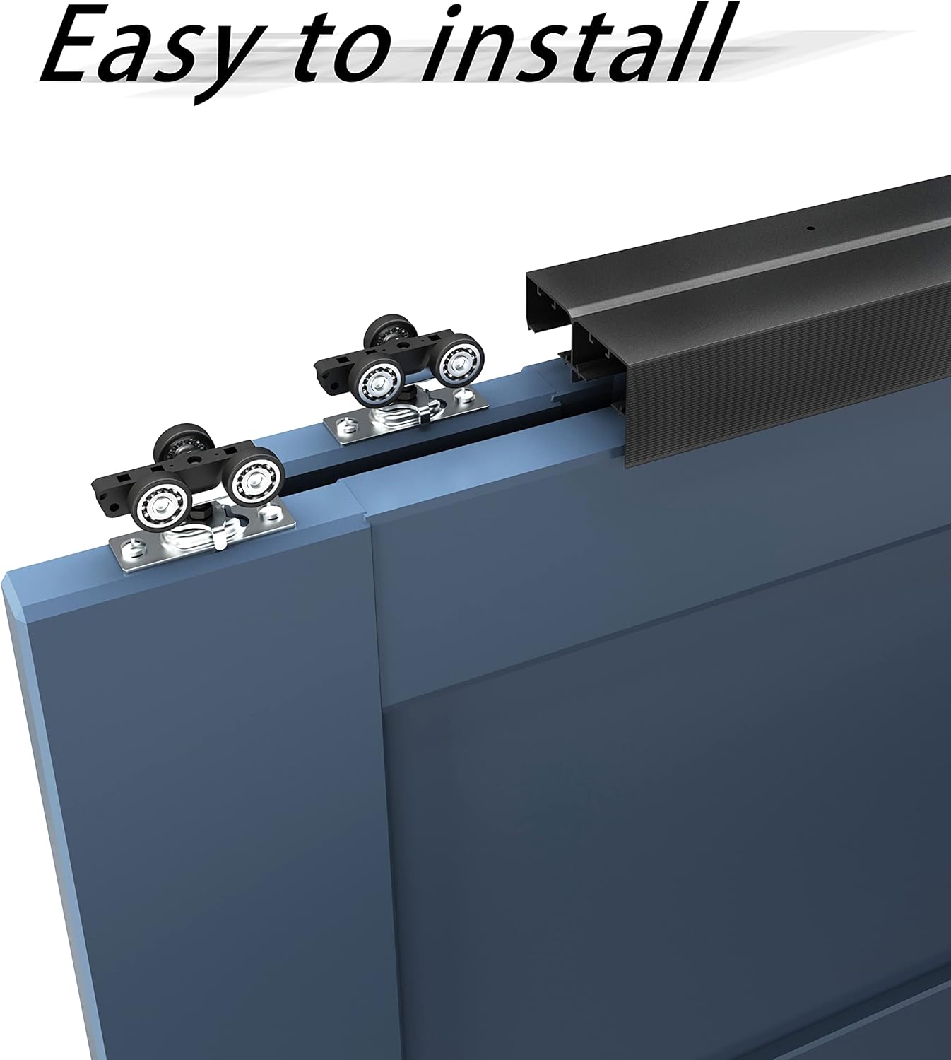 4FT Heavy Duty Bypass Door Hardware Kit for 2 Doors, Sturdy Aluminum Sliding Closet Door Track with Finger Pulls, Quiet and Smooth Operation, Fits 1 3/8" or 1 3/4" Doors, Easy Installation - Black