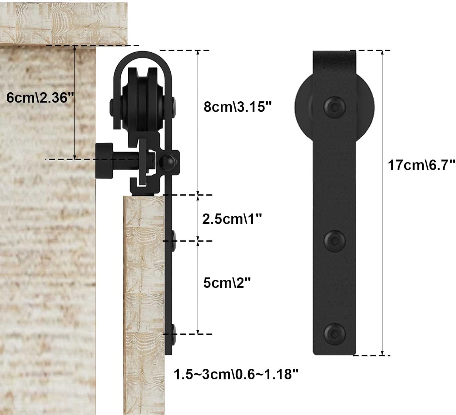 4FT Mini Sliding Barn Door Hardware Kit for Single Cabinet, Perfect for Storage, Window, TV Stand, Closet - No Cabinet Included