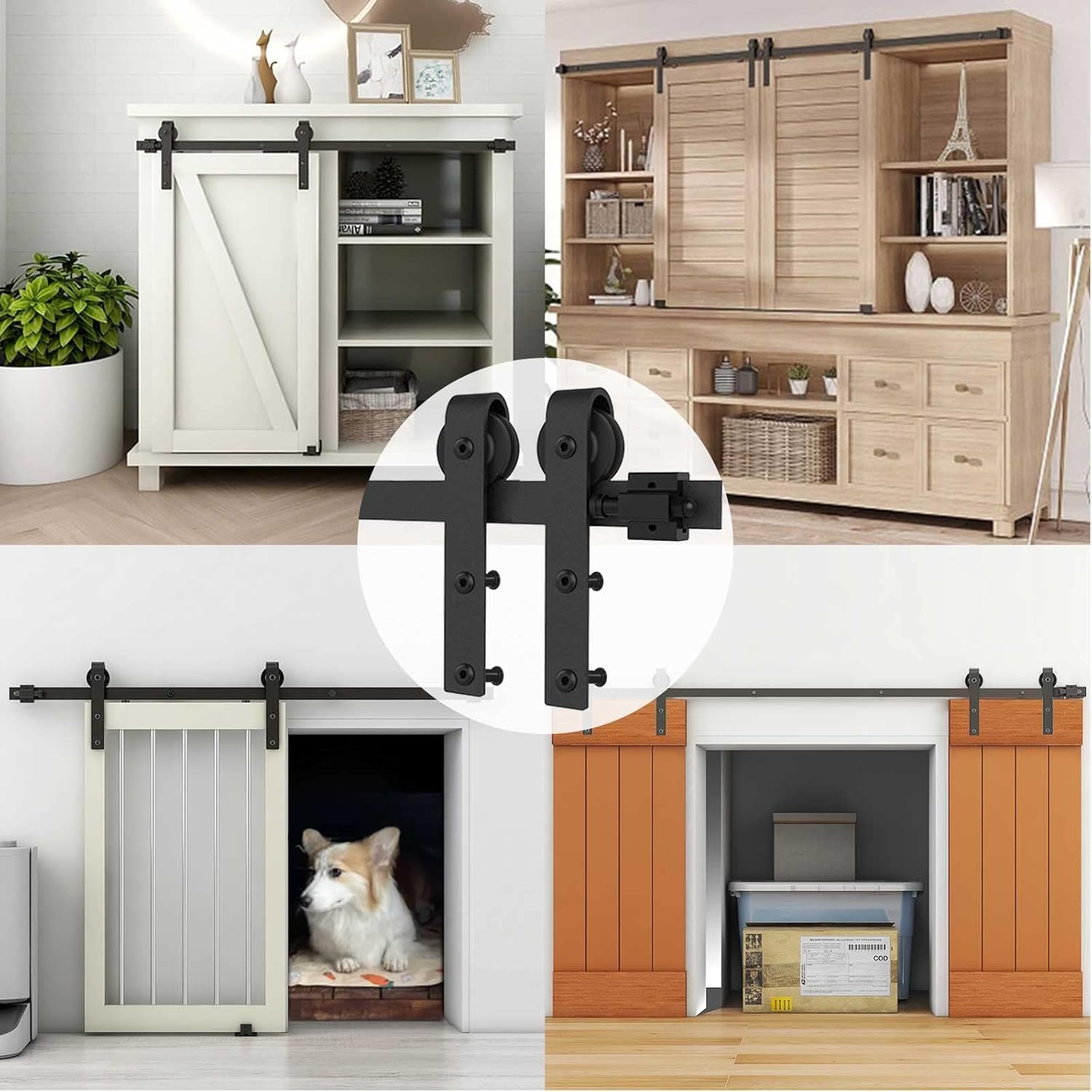 4FT Mini Sliding Barn Door Hardware Kit for Single Cabinet, Perfect for Storage, Window, TV Stand, Closet - No Cabinet Included