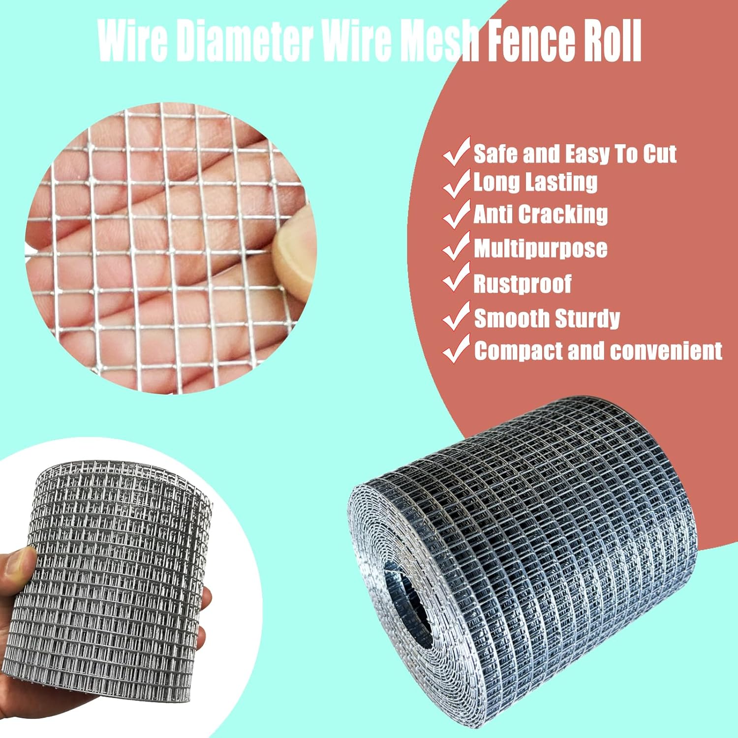 4in x 20ft 1/4 Inch 23 Gauge Galvanized Hardware Cloth Roll for Welded Cage Wire Mesh - Ideal for Handicraft Making - WildKart