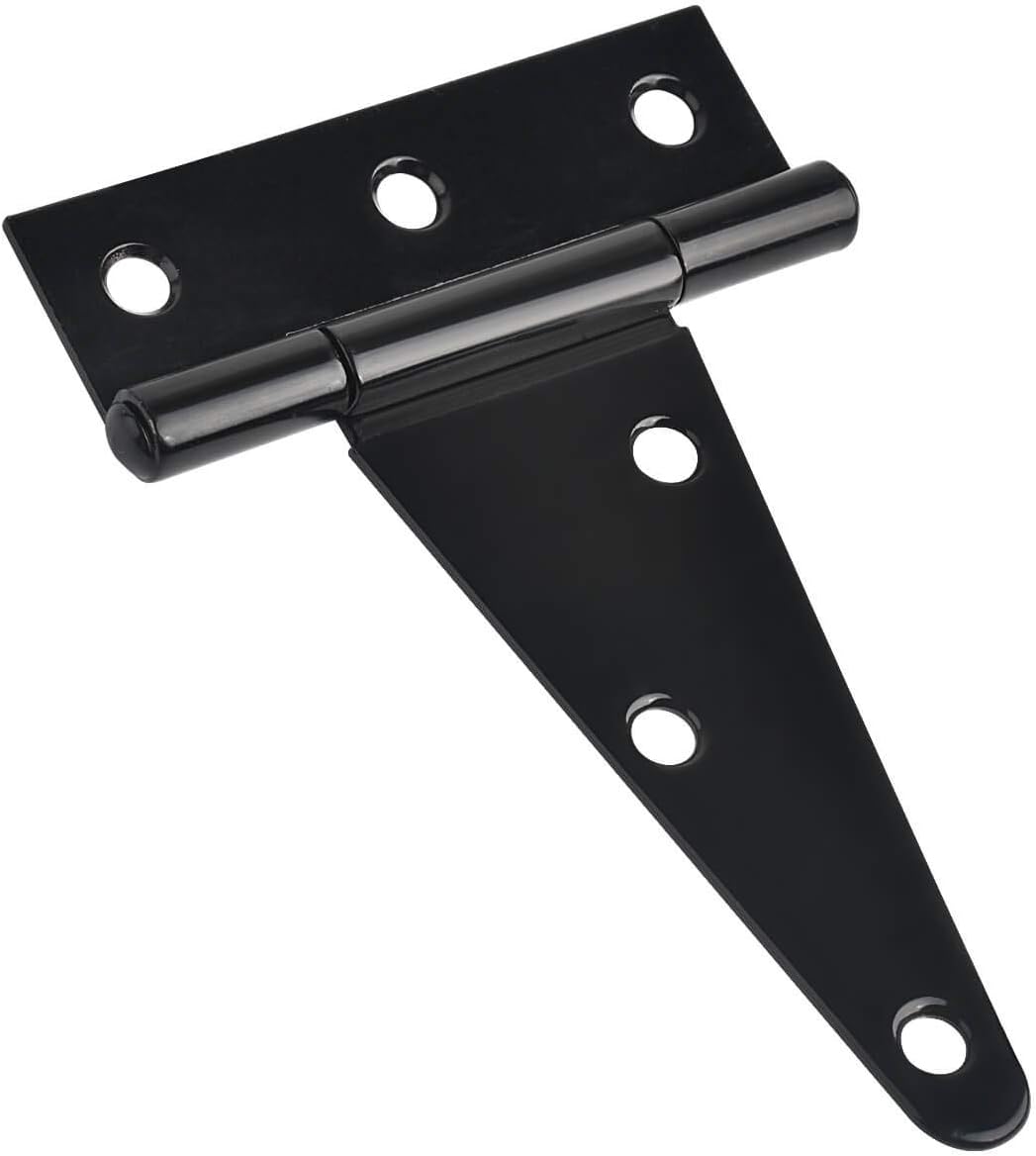 4Pack 4 Inch T Strap Heavy Duty Shed Door Hinges in Black Wrought Iron - Barn Door Gates Tee Hinge Hardware
