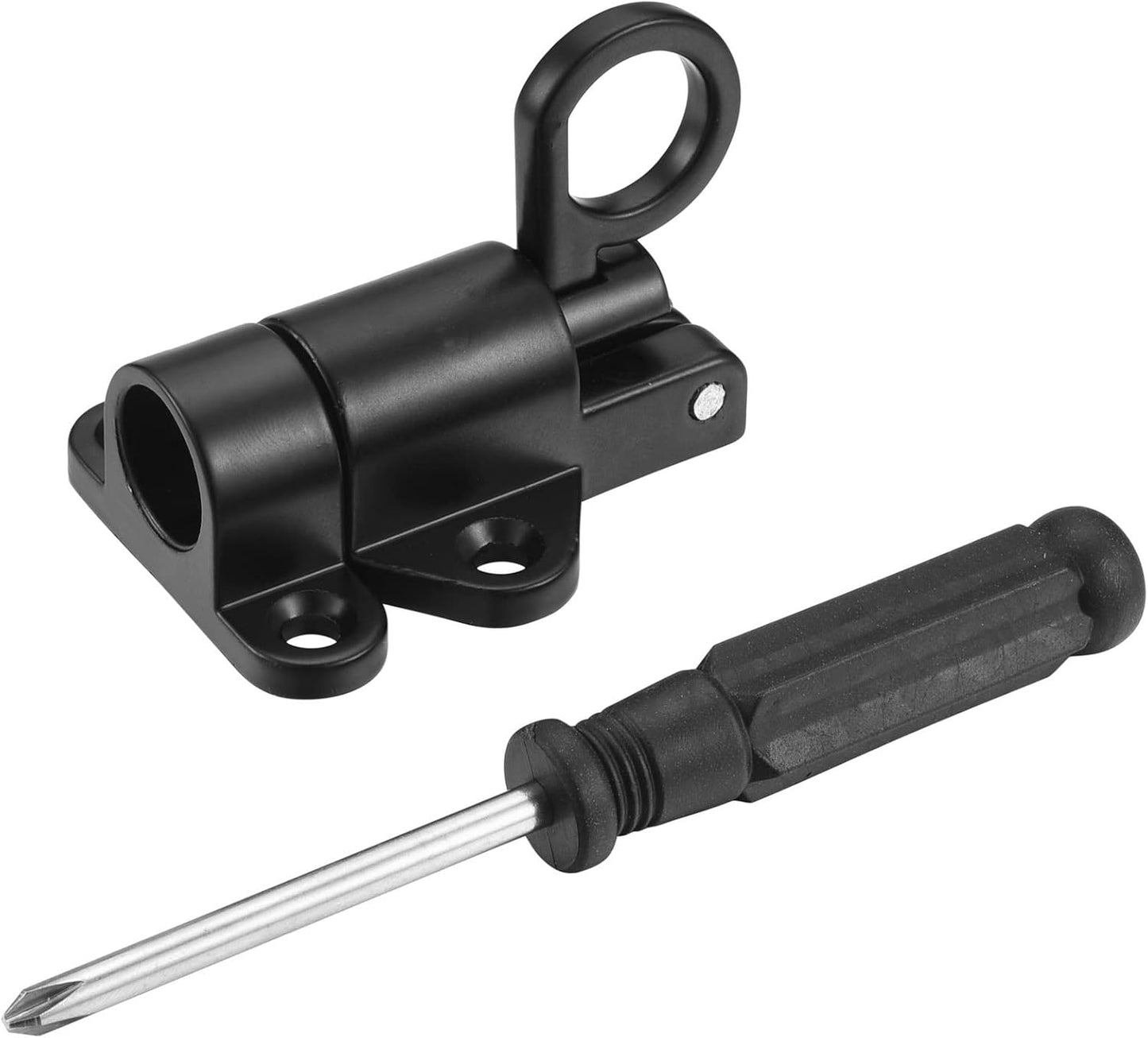 4PC Self-Closing Spring Gate Latch Set for Wooden Fence - Automatic Door Safety Latches - Aluminum Alloy Barrel Slide Lock for Pool, Gate, Cabinet, Window - Black Color