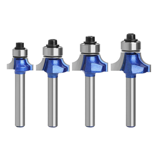 4PCS 1/4 Inch Shank Blue Roundover Carbide Wood Router Bit Set for Woodworking by VIKITON