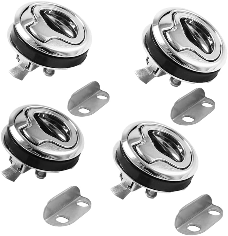 4PCS 1.5" Flush Pull Handle Lift Slam Latch for Boat Deck Door - Marine Cabinet Hardware Lock