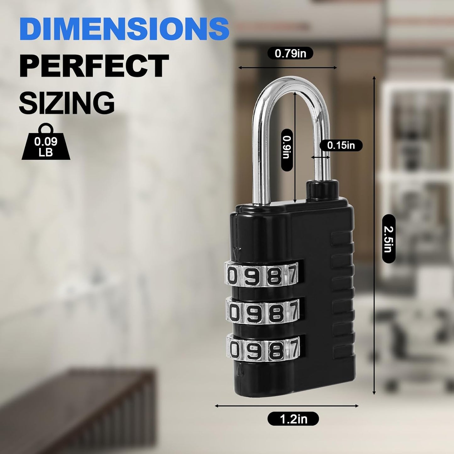 4Pcs DELSWIN Small Combination Locks - Resettable 3-Digit Padlocks for School Gym Locker, Outdoor, Waterproof Luggage Locks - WildKart