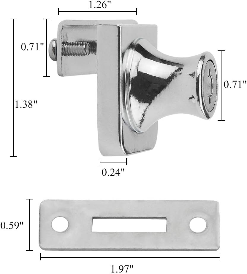 4PCS Glass Showcase Locks for 5-8mm Thick Single Glass Door - Keyed Alike