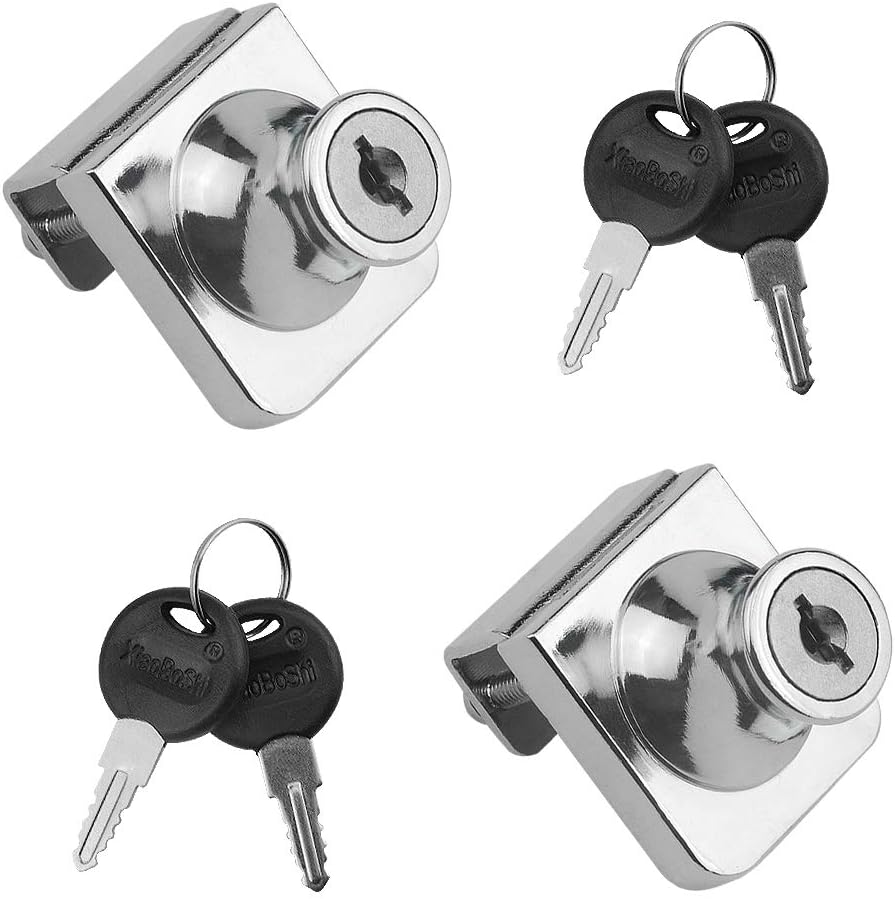 4PCS Glass Showcase Locks for 5-8mm Thick Single Glass Door - Keyed Alike