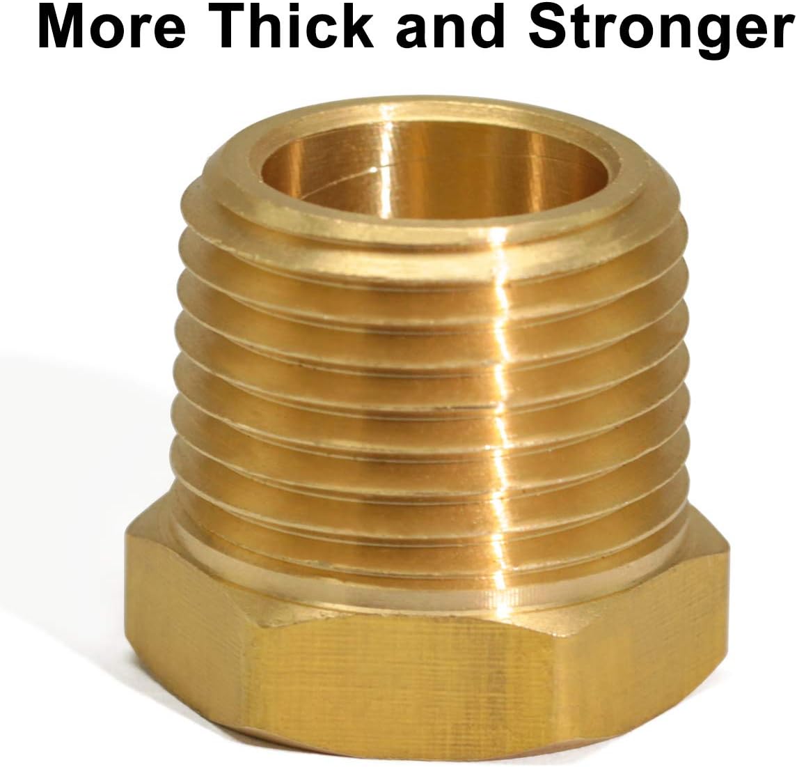 4pcs Heavy Duty Brass Reducer Hex Bushing Fitting Set - 1/2" NPT Male to 3/8" NPT Female Adapter for Pipe/Hose Tube