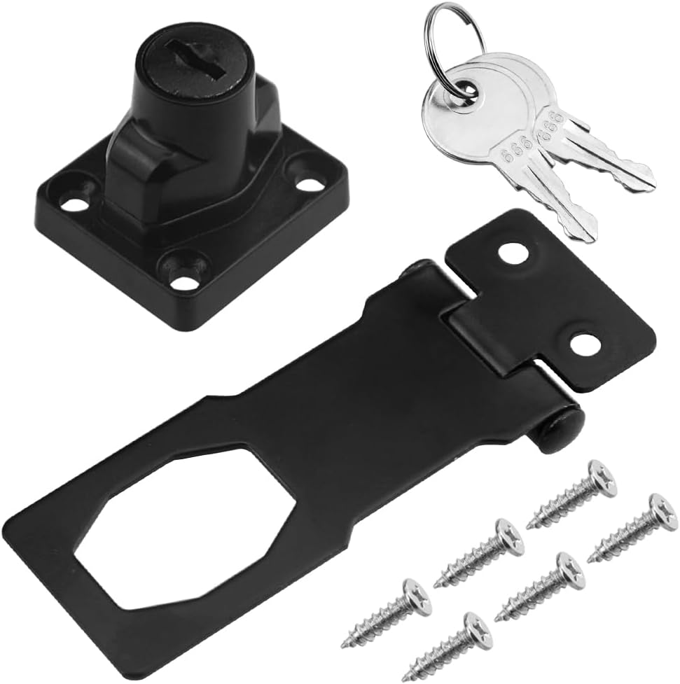 4PCS Keyed Hasp Locks - 3" x 1.3" Door Latches with Screws for Cabinet Drawer - Lock Padlock Latches - Keyed Alike - WildKart