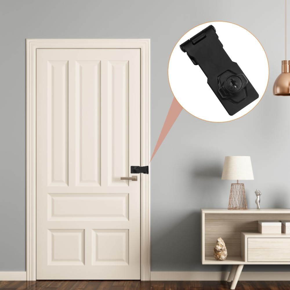 4PCS Keyed Hasp Locks - 3" x 1.3" Door Latches with Screws for Cabinet Drawer - Lock Padlock Latches - Keyed Alike - WildKart