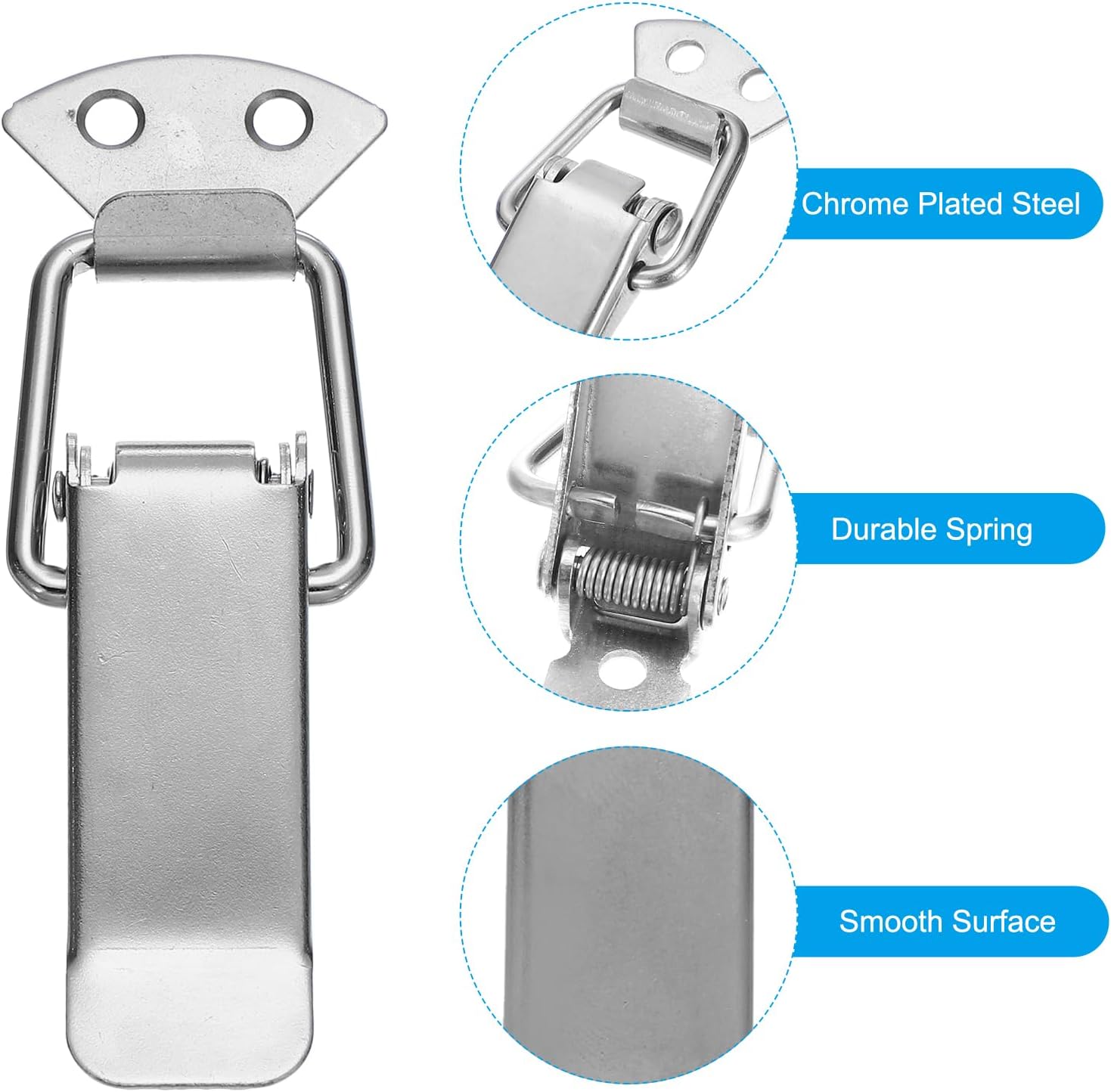 4Pcs PATIKIL Steel Spring Loaded Toggle Latch 4.3 Inch Catch Hasp Clamp Clip Silver Tone for Case Box Chest Trunk Cabinet