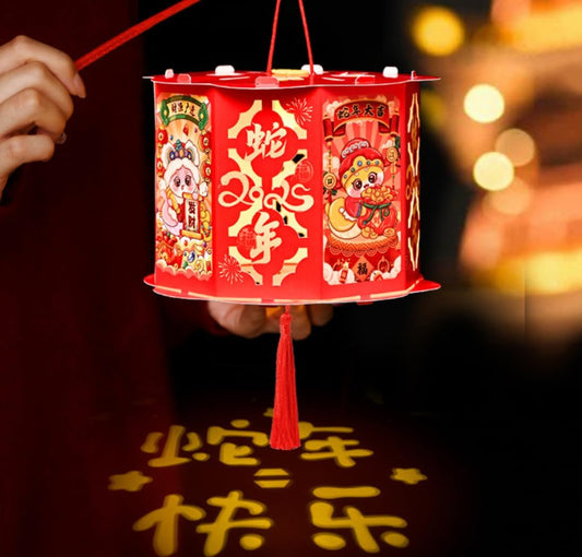 4pcs Red Chinese New Year Festival Lantern Hanging Paper Lantern DIY Handmade Traditional Lanterns for Home Holiday Decoration