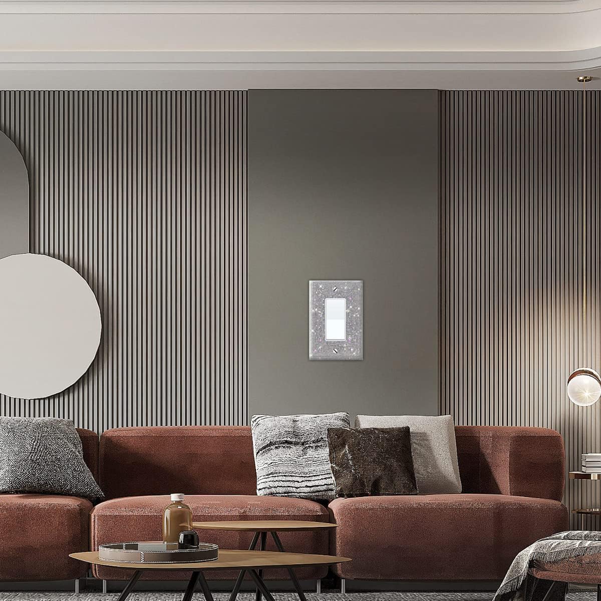 4PCS Silver Rhinestone Light Switch Cover Set - Bling Crystal Sparkle Wall Plate Cover