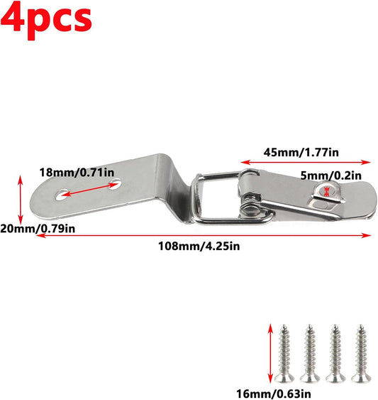 4Pcs Stainless Steel Spring Toggle Latch with Padlock Hole 90 Degree for Tool Box, Cabinet, Chest