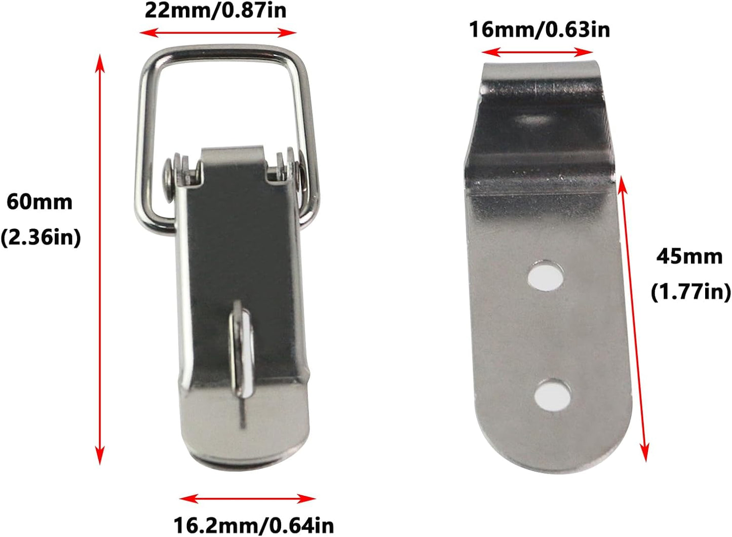 4Pcs Stainless Steel Spring Toggle Latch with Padlock Hole 90 Degree for Tool Box, Cabinet, Chest