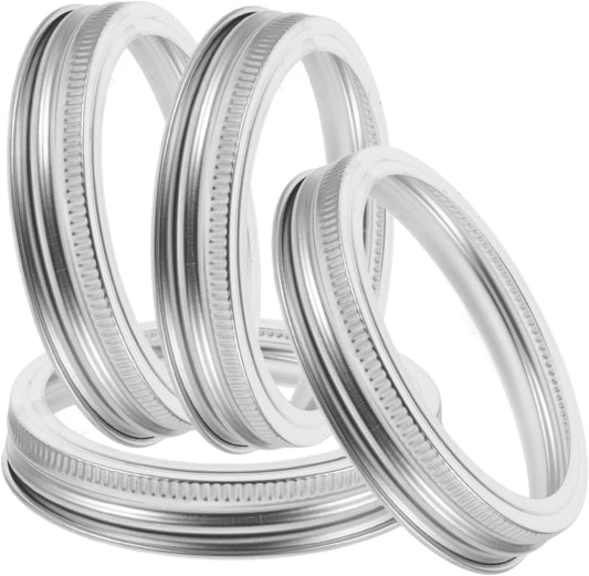 4pcs Stainless Steel Wide Mouth Mason Jar Sprouting Lids - Split Sprouting Covers for Beans - Canning Rings with Strainer Screens