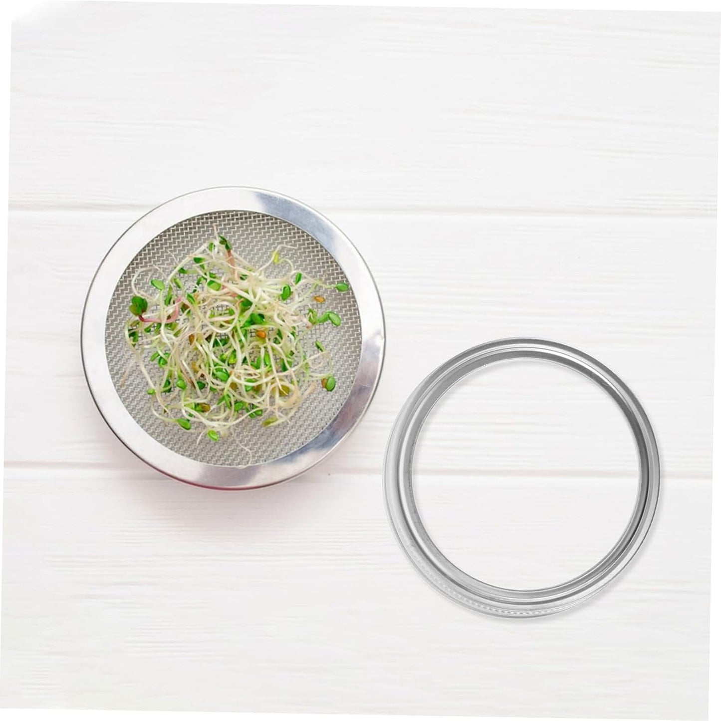 4pcs Stainless Steel Wide Mouth Mason Jar Sprouting Lids - Split Sprouting Covers for Beans - Canning Rings with Strainer Screens