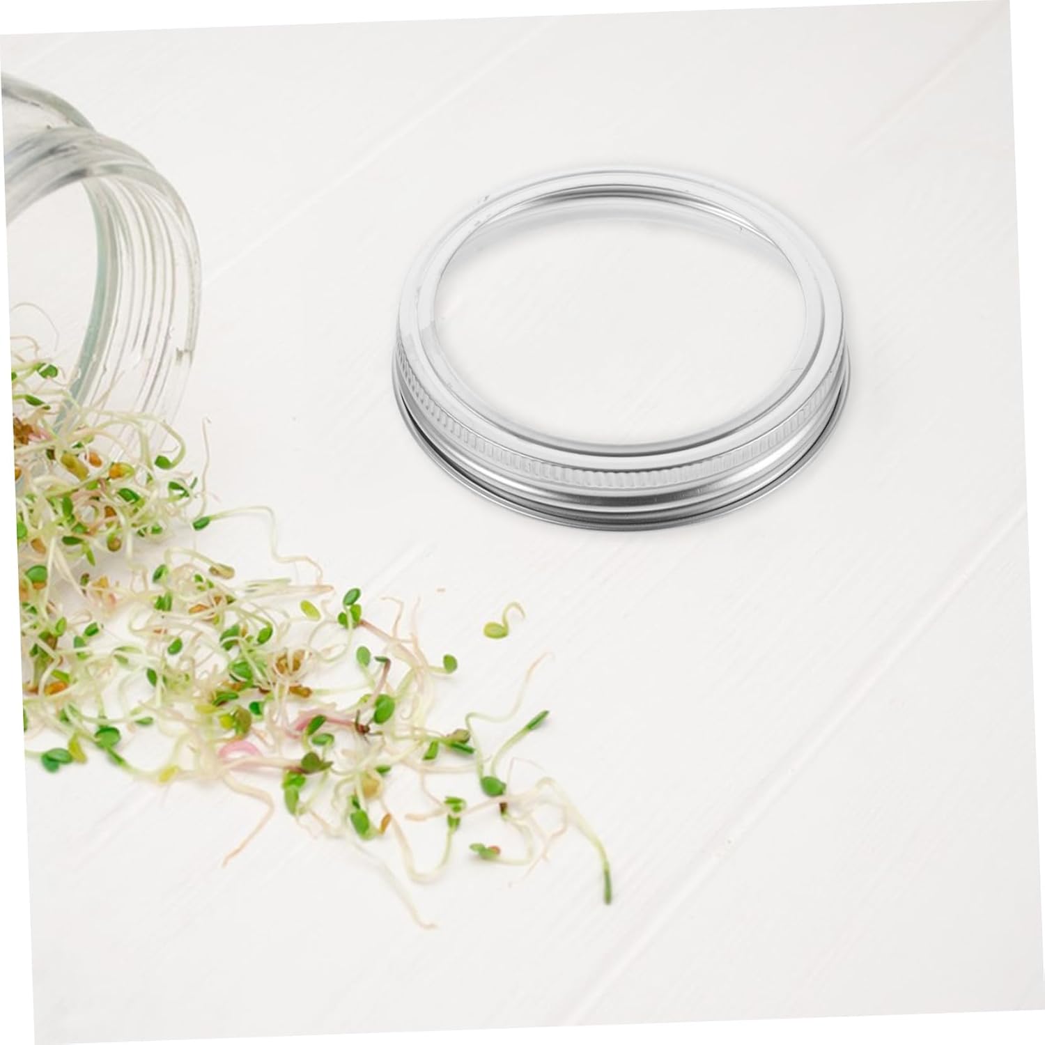 4pcs Stainless Steel Wide Mouth Mason Jar Sprouting Lids - Split Sprouting Covers for Beans - Canning Rings with Strainer Screens