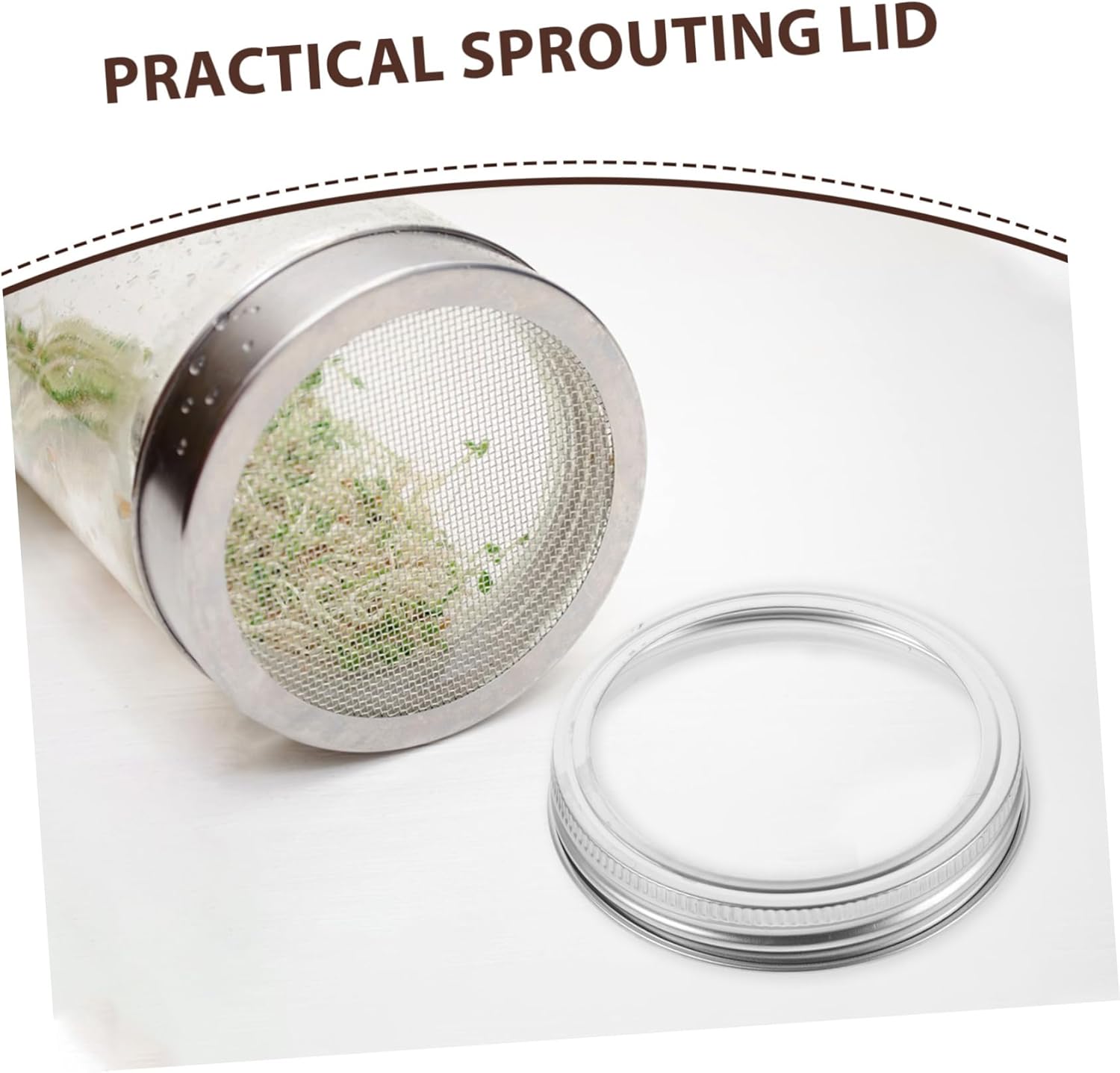 4pcs Stainless Steel Wide Mouth Mason Jar Sprouting Lids - Split Sprouting Covers for Beans - Canning Rings with Strainer Screens