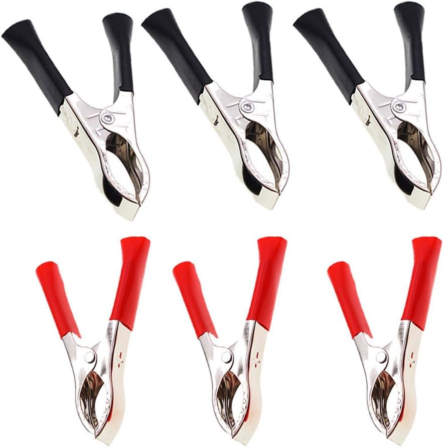 4Pcs TopJinzhiOne Insulated Alligator Clips - Copper Plated Electric Test Clips for Car Truck - Red/Black 30A